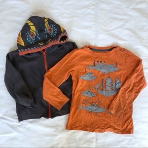 Tea Collection dragon hoodie and fish shirt